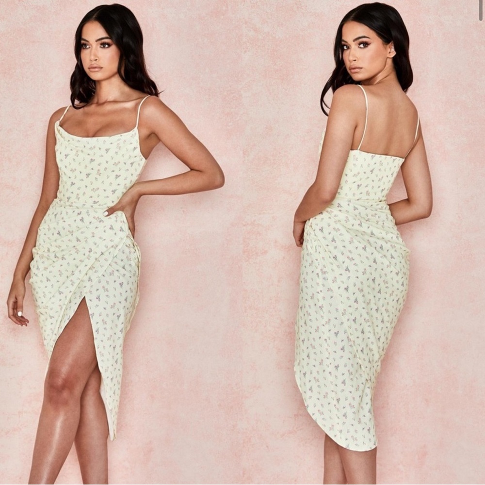 Lemon floral print corset dress
